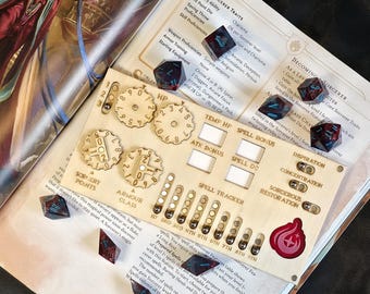 Magnetic Wooden Handmade Class Tracker Sorcerer | Dungeons and Dragons 2024 | TTRPG Accessory