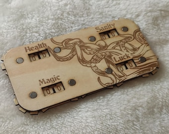 Rastreador magnético de madera para juegos de rol de Call of Cthulhu | Rastreador hecho a mano | Accesorio para juegos de rol de terror