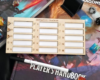 Rastreador de iniciativa magnético de madera hecho a mano | Dungeons and Dragons | Pathfinder | Accesorio para juegos de rol