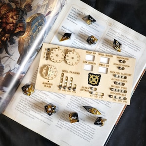 Magnetic Wooden Handmade Class Tracker Fighter | Dungeons and Dragons 2024 | TTRPG Accessory
