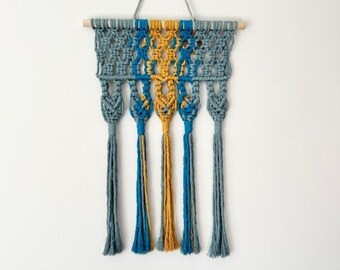 Blue and Yellow Wallhanging/ Inspired by Greece / Wall Decor