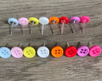 Button earrings, quirky earrings, hypoallergenic plastic studs, Multi colours, button jewellery, gift for her