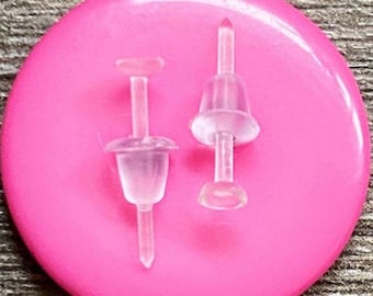Clear Hypoallergenic Sleeper Studs • Invisible Plastic Earrings for School, Work & Sports