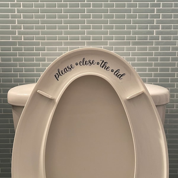 Please Close The Lid Bathroom Decal, Dog Paw,  Put me Down Sticker, Flush Toilet Seat Decal, Toilet Decor, Funny Men’s Gift,  Toilet Sign