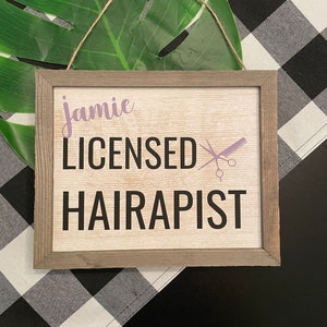 Hair Stylist Gift Hairdresser Sign, Hairstylist Sign, Gift for Hair dresser, Gifts for hairstylist, Salon Decor, Licensed Hairapist