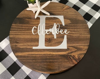 Personalized Lazy Susan, Round Serving Tray, Wood Turntable Table Centerpieces, Wooden Family Gift, Kitchen Dining Room Décor, Christmas