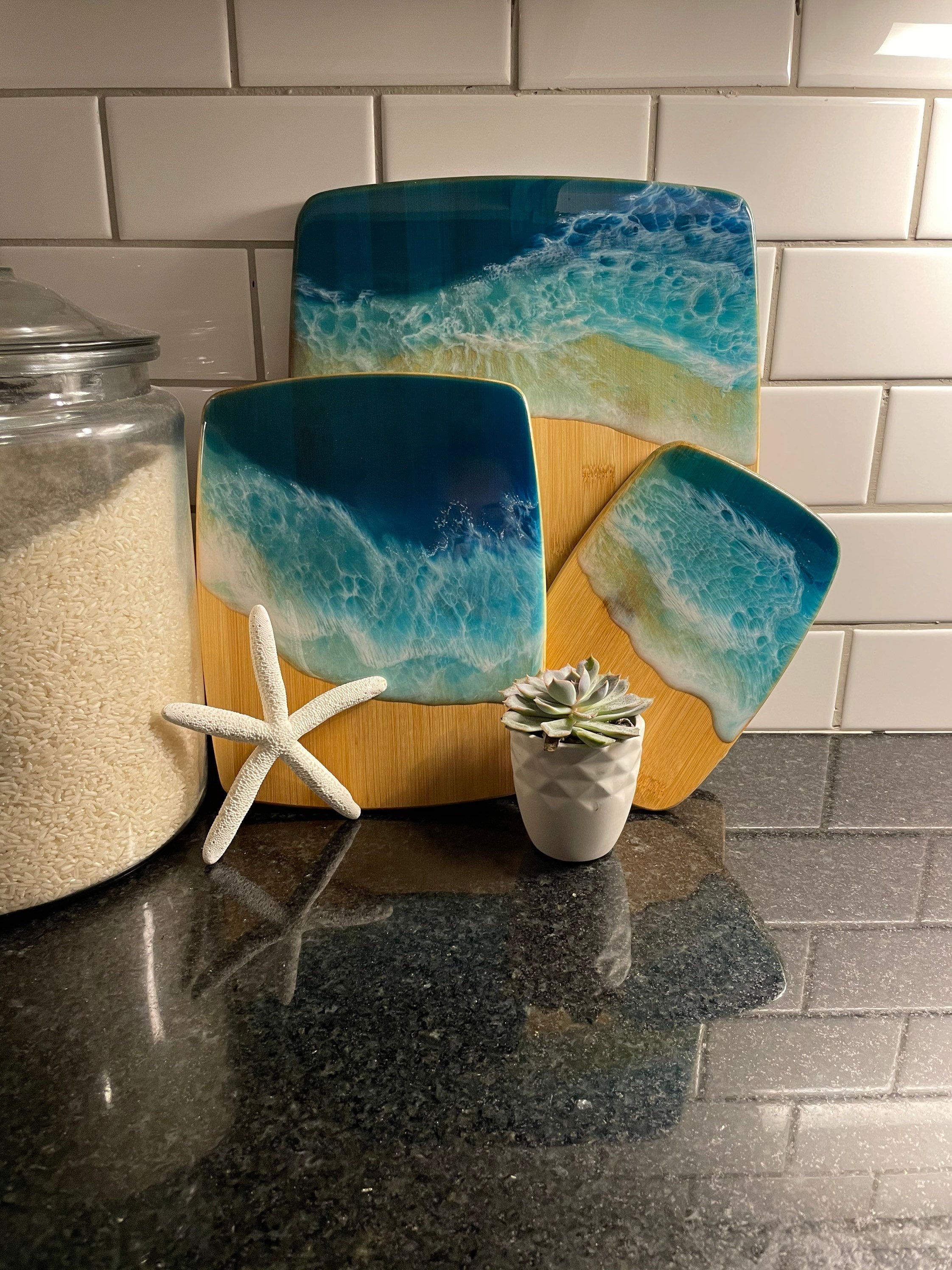 Ocean Art Resin Charcuterie Board Cheese Board Ocean Tray Etsy