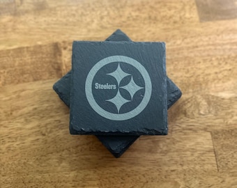 Pittsburg Steelers Slate Drink Coasters, Steeler Nation, NFL Gifts, Set of 4, Football Fan, Mens, Womens, Groomsmen Gift, Christmas