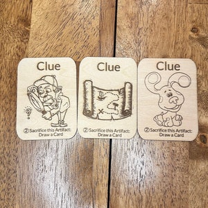 Clue Token, Clue Tokens Wood, MTG Wood Tokens, Magic The Gathering Tokens, MTG Proxy Tokens, Clue Token mtg, Magic the Gathering