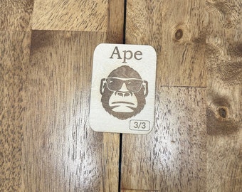 Ape Token, Ape Tokens Wood, MTG Wood Tokens, Magic The Gathering Tokens, MTG Proxy, Ape Token mtg, Magic the Gathering