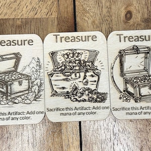 Token de Tesouro, Tokens de Tesouro Madeira, Tokens de Madeira MTG, Tokens Magic The Gathering, Tokens Proxy MTG, Token de Tesouro mtg, Magic the Gathering