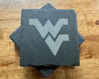 West Virginia University Slate Coasters, Mountaineers, SEC Gifts, Morgantown, Tailgate Gift, NCAA, Set of 4, Groomsmen Gift, Christmas
