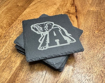 Crimson Tide Slate Coasters, University of Alabama, SEC Gifts, Roll Tide, Custom Football gifts sports lovers, table decor, NCAA, set of 4
