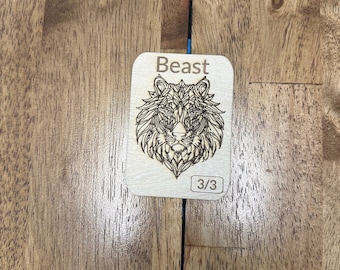 Beast Token, Beast Tokens Wood, MTG Wood Tokens, Magic The Gathering Tokens, MTG Proxy, Beast Token mtg, Magic the Gathering
