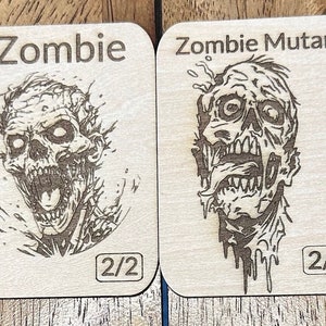 Zombie Token, Zombie Tokens Wood, MTG Wood Tokens, Magic The Gathering Tokens, MTG Proxy, Zombie Token mtg, Magic the Gathering