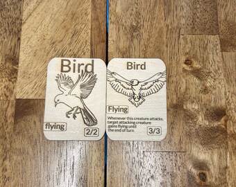 Bird Token, Bird Tokens Wood, MTG Wood Tokens, Magic The Gathering Tokens, MTG Proxy, Bird Token mtg, Magic the Gathering