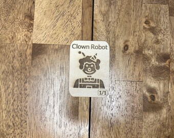 Clown Robot Token, Clown Robot Tokens Wood, MTG Wood Tokens, Magic The Gathering Tokens, MTG Proxy,Clown Robot Token mtg,Magic the Gathering