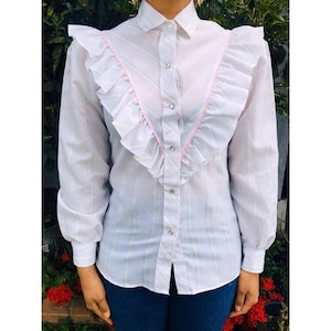 70’s Pastel Prairie Ruffled Blouse