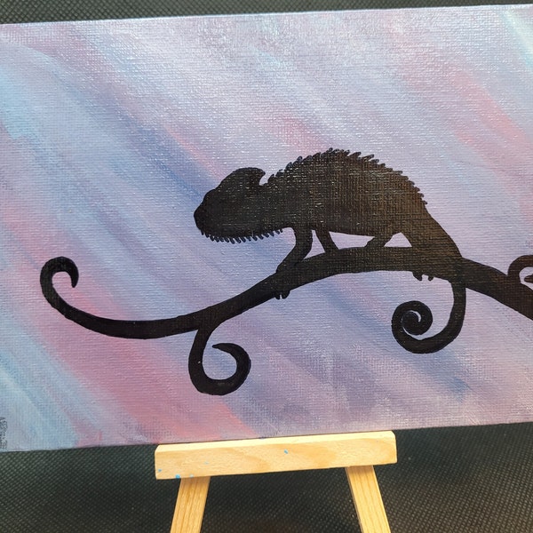 Acrylic Painting Reptile Painting Mini Painting Nessie Paining Tiny Painting Small Painting Snake Chameleon Painting