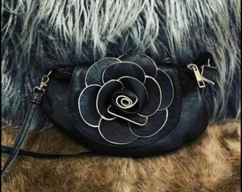 leather flower bag