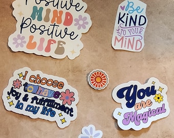 Waterproof Motivational Sticker Pack, Handmade Inspire Stickers