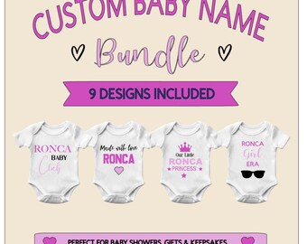 Baby Girl Last Name Bundle PNG | Custom Onesie Designs (Digital Download)
