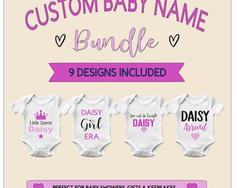 Baby Girl First Name Bundle PNG | Custom Onesie Designs (Digital Download)