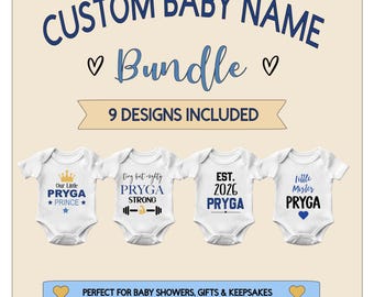 Baby Boy Last Name Bundle PNG | Custom Onesie Designs (Digital Download)