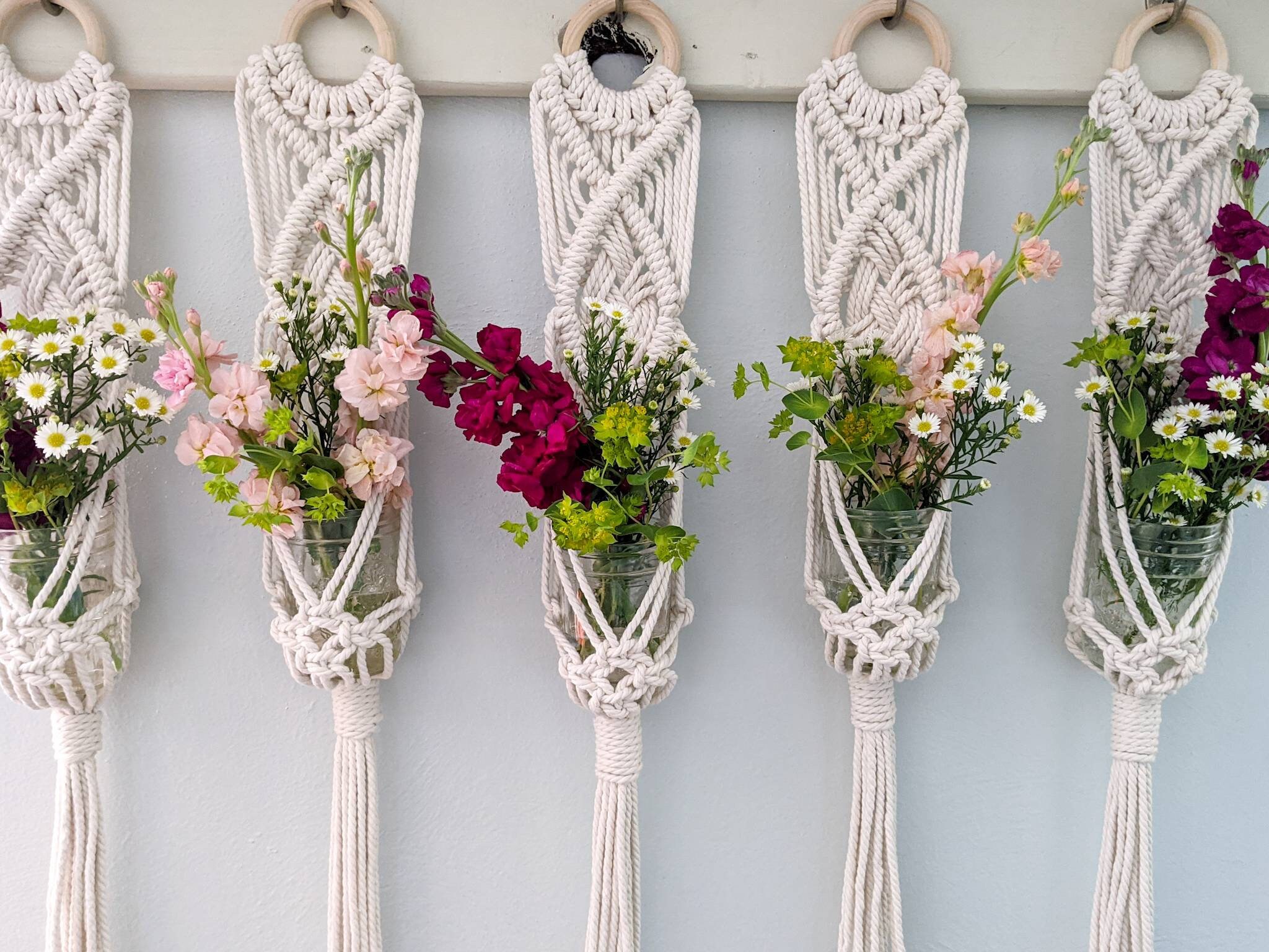 Hanging Macrame Vase Macrame Wall Decor Cottagecore Home Etsy
