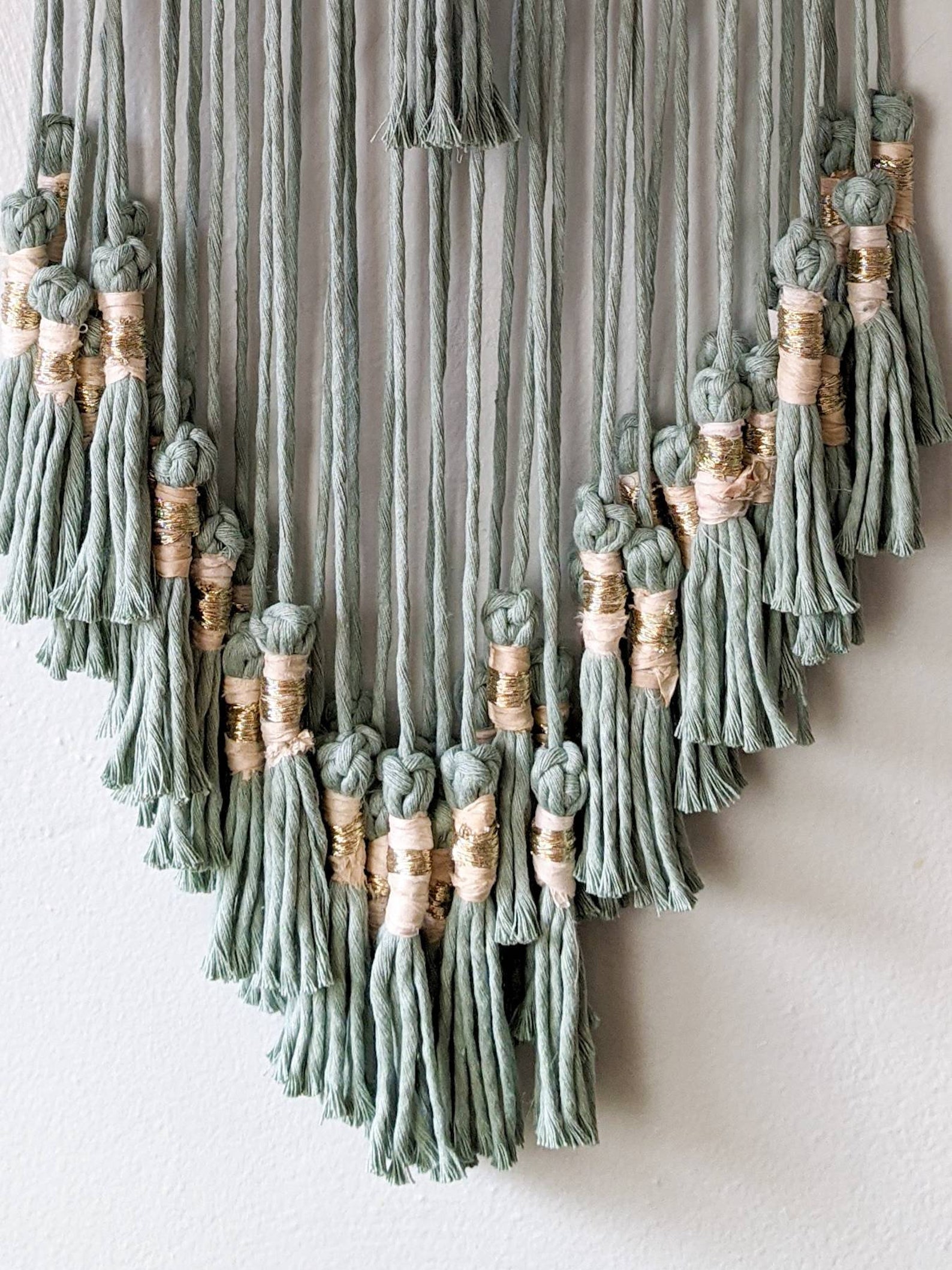 Sage Green Macrame Wall Hanging With Tassels Bohemian Home Etsy