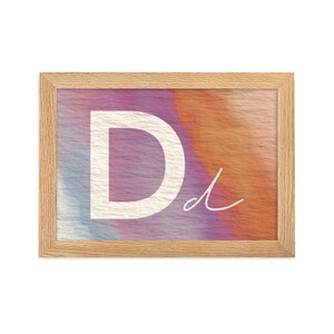 Letra D enmarcada para dormitorio, guardería, sala de juegos