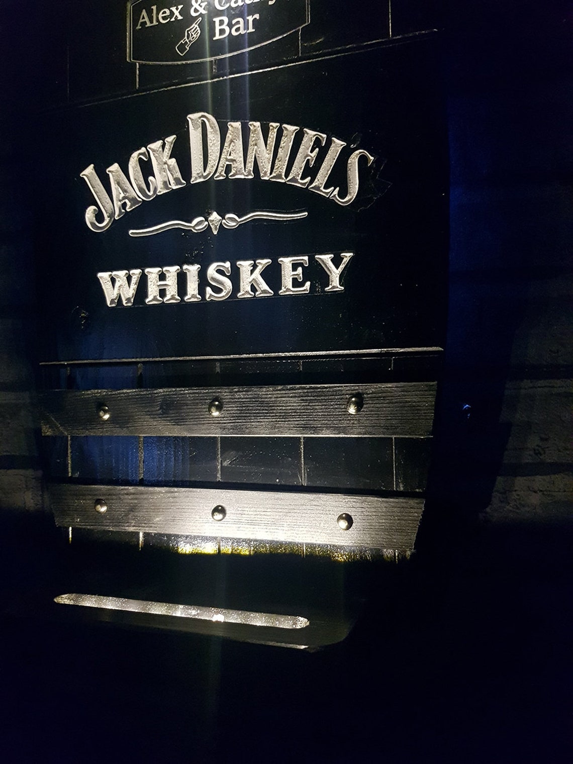 Jack Daniels Illuminated personalised Bar shelf for Man Cave | Etsy