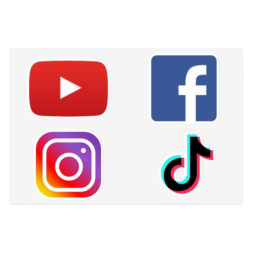 YouTube Facebook Instagram Tik Tok Sticker Sheets Social Media | Etsy