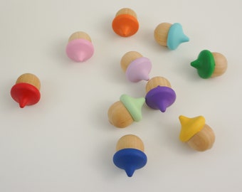 Montessori materials. Wood Counting Acorns.  Rainbow Acorns. Waldorf Toy. Wooden sensory toy. Todler toy