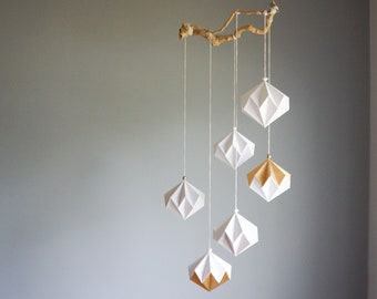 Paper Diamond - Origami Mobile. Baby Mobile. Nursery Mobile. Origami Decoration. Minimalist Decor.