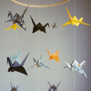 Paper Crane Mobile. Baby Mobile. Boho Nursery Mobile. Origami Decoration. Origami Crane. Bird Mobile image 1