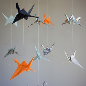 Paper Crane Mobile. Baby Mobile. Boho Nursery Mobile. Origami Decoration. Origami Crane. Bird Mobile image 10