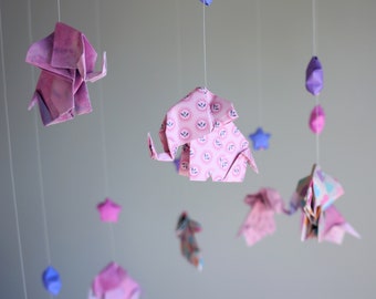 Baby Mobile - Nursery Mobile. Hanging Mobile. Nursery Ceiling Mobile. Origami Decoration - Mobile Origami. Elephant Mobile