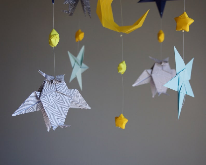 Baby Mobile Nursery Mobile. Hanging Mobile. Nursery Ceiling Mobile. Origami Decoration Mobile Origami. Space Mobile image 9