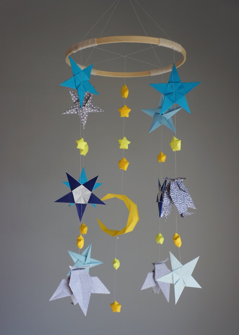 Baby Mobile Nursery Mobile. Hanging Mobile. Nursery Ceiling Mobile. Origami Decoration Mobile Origami. Space Mobile image 5