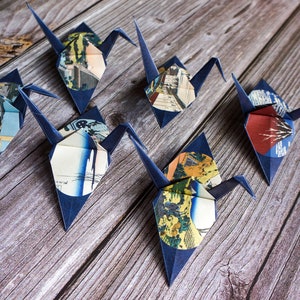 Origami Crane. Origami Decoration. Set of 6 Origami Cranes image 10