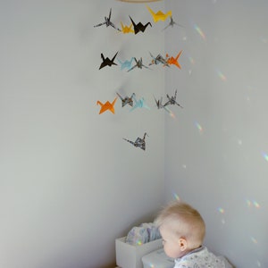 Paper Crane Mobile. Baby Mobile. Boho Nursery Mobile. Origami Decoration. Origami Crane. Bird Mobile image 9