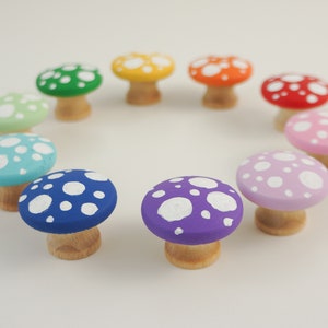 Montessori materials. Wood Counting Mashrooms. Wood Mashroom Toy. Rainbow Mashrooms. Waldorf Toy. Wooden sensory toy. Todler toy image 1