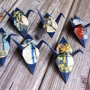 Origami Crane. Origami Decoration. Set of 6 Origami Cranes image 9