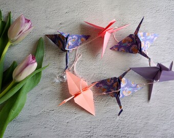 Paper Crane - Origami Garland. Christmas Gift. Origami Decoration. Mobile Origami