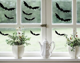 Halloween window decal. 16 BATS - Halloween wall sticker. Halloween party decor - Bat sticker, Halloween window sticker