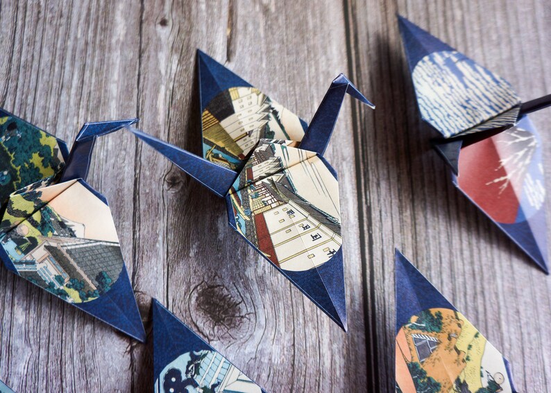 Origami Crane. Origami Decoration. Set of 6 Origami Cranes image 4