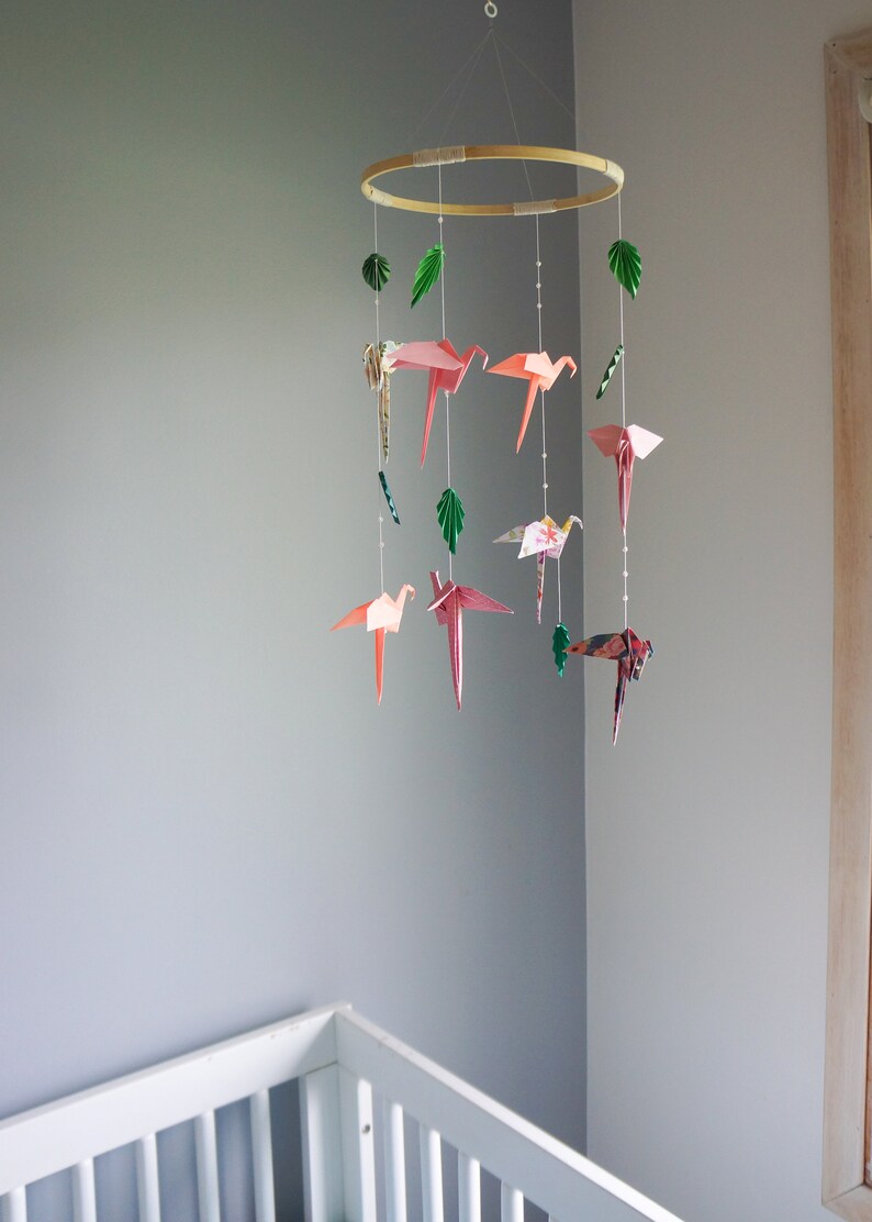 Origami Flamingo Mobile. Baby Mobile. Nursery Mobile. Origami Etsy