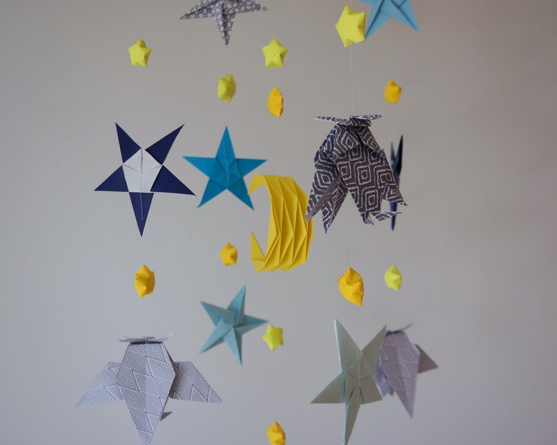 Baby Mobile Nursery Mobile. Hanging Mobile. Nursery Ceiling Mobile. Origami Decoration Mobile Origami. Space Mobile image 8