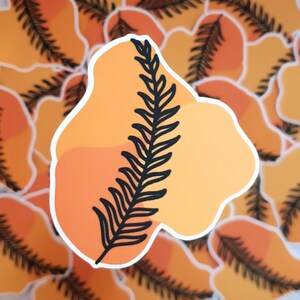 Pegatina 3x3 Orange Flower Stem para botella de agua y computadora